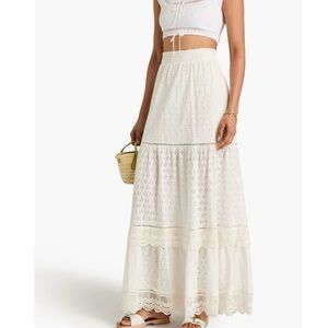 Alice + Olivia White Eyelet Maxi Skirt